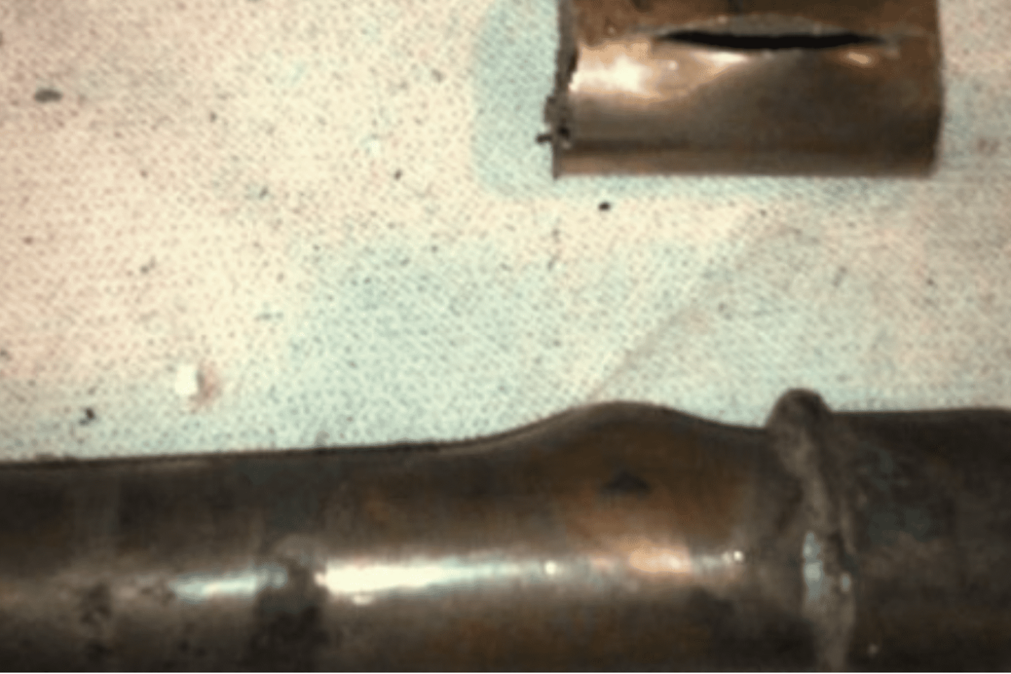 Frozen pipe with crack