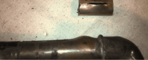 Frozen pipe with crack