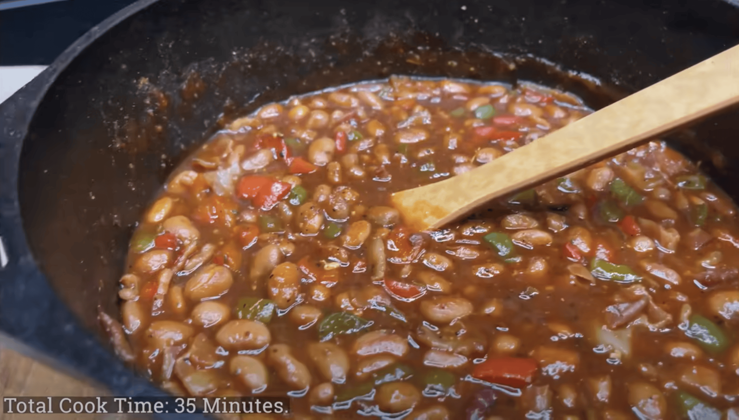 Finished baked beans side dish
