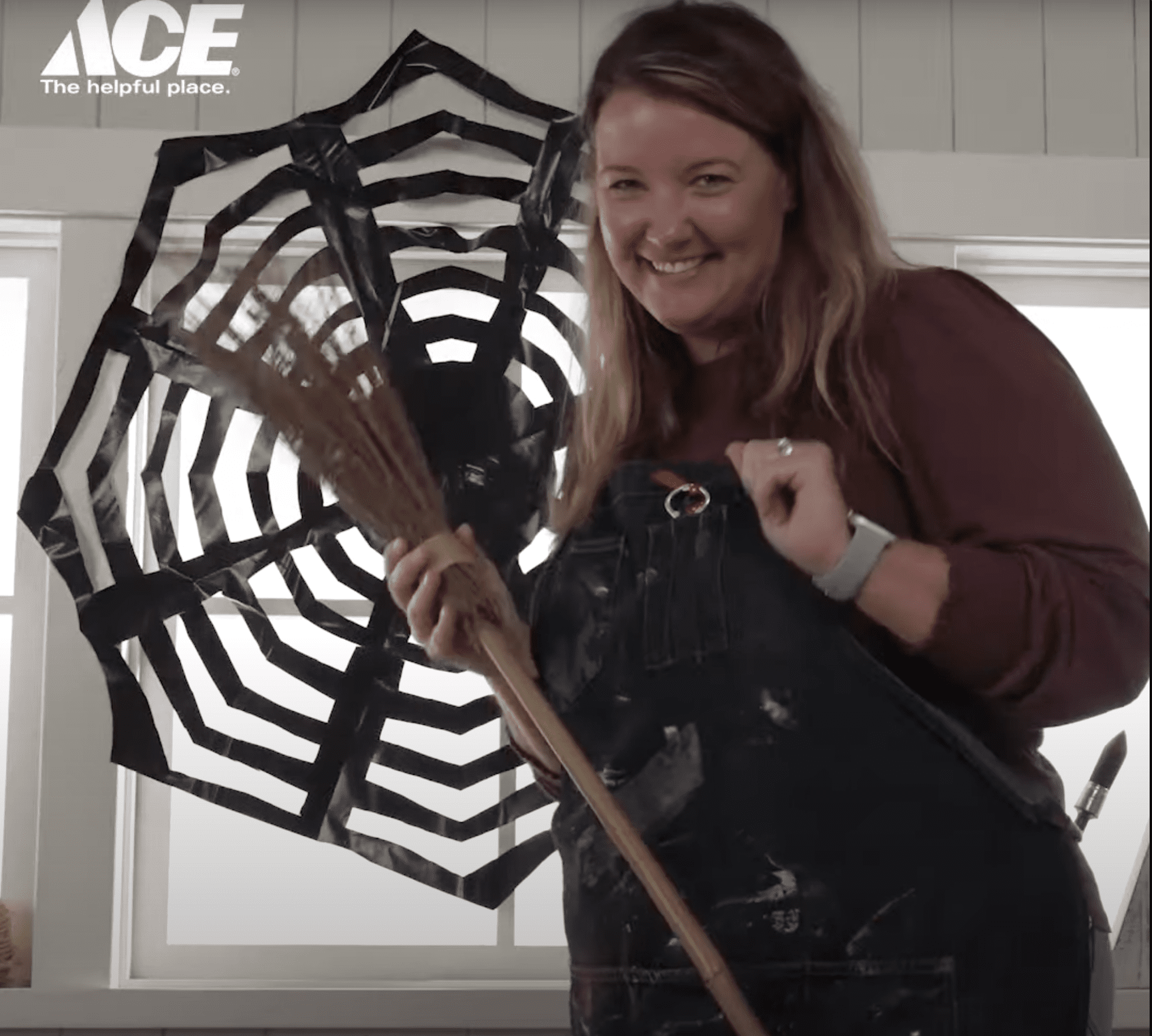 trash bag spider web decoration