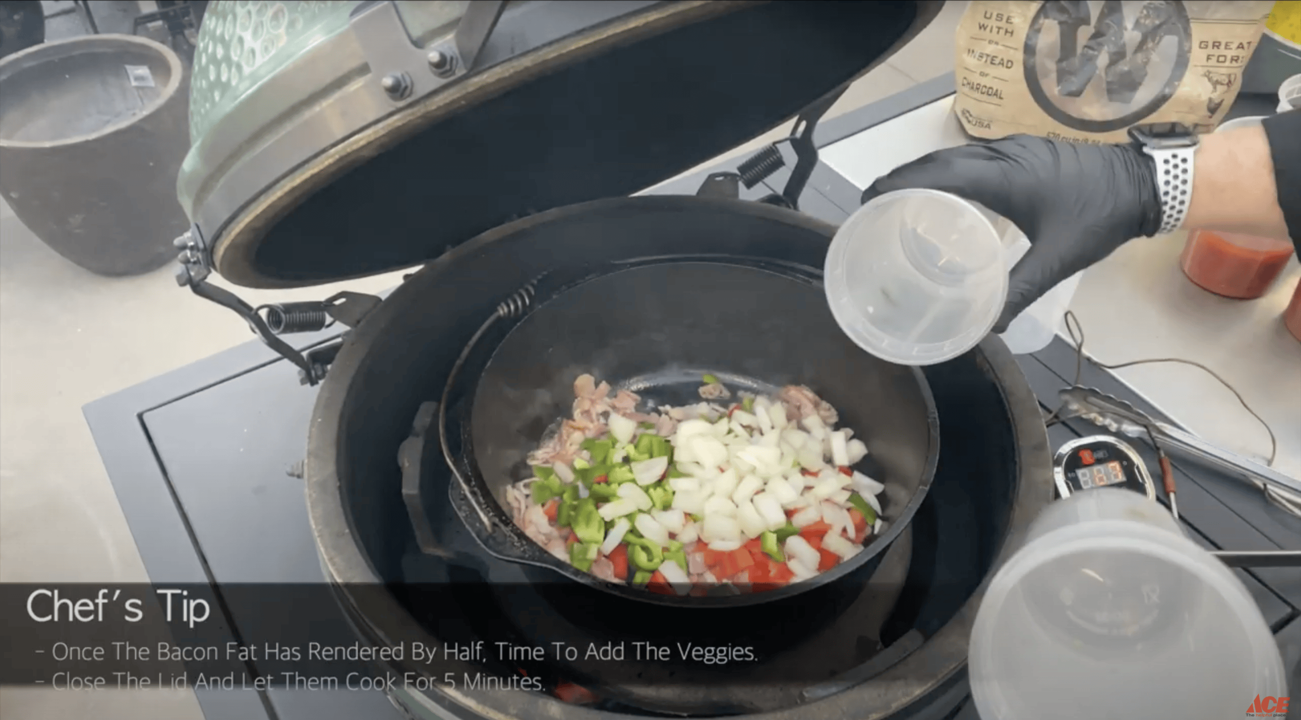 Add veggies to chili
