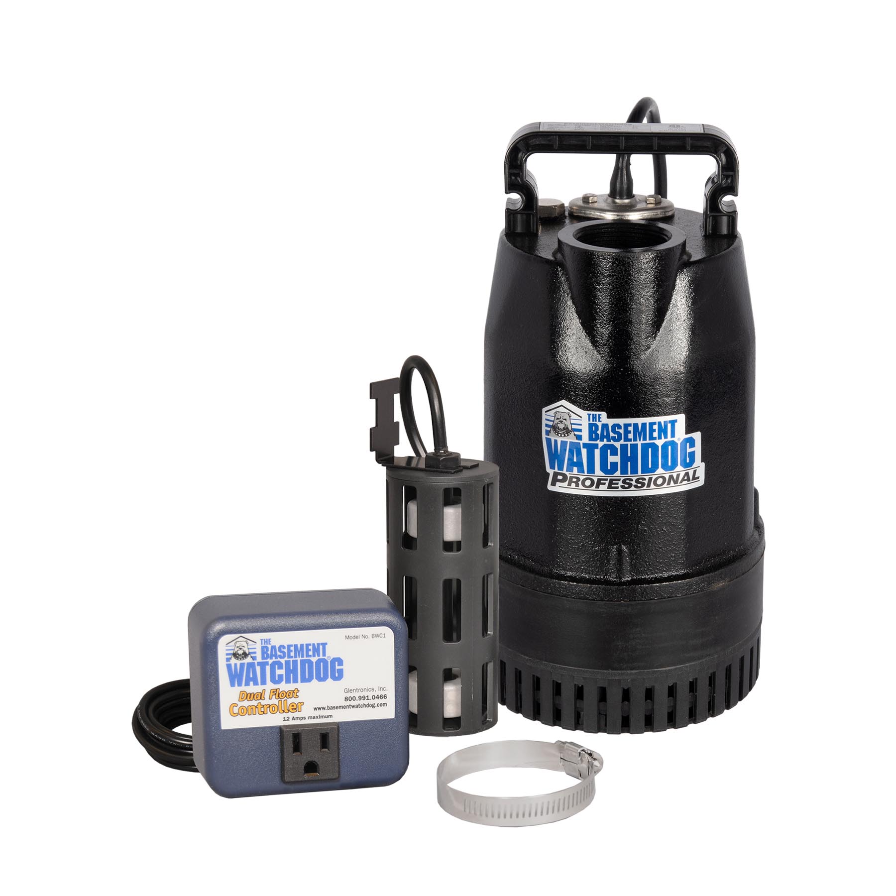 Image of sump pump with components.