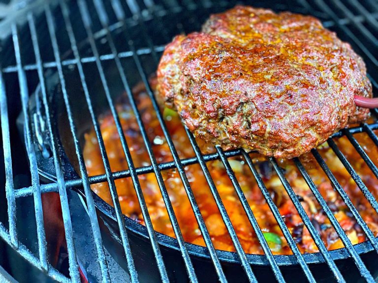 ott bge chili with meat over grill